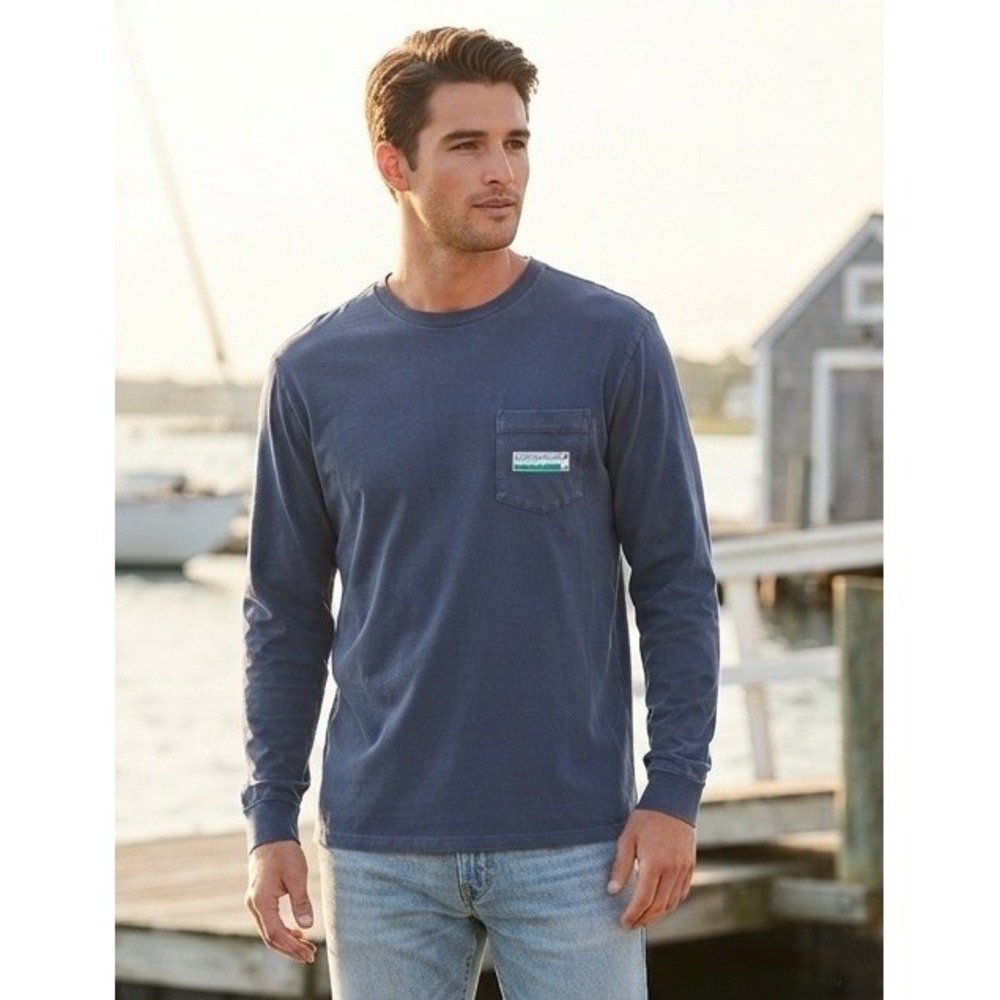 Vineyard Vines Chatham Long Sleeve Shirt Mens Small Navy Cotton Pullover Coastal